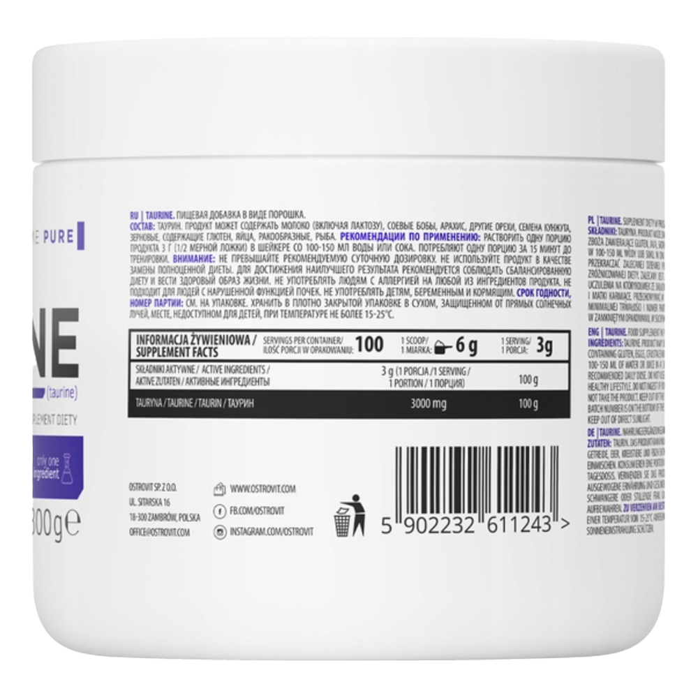 OstroVit Supreme Pure Taurine 300 g looduslik koostis