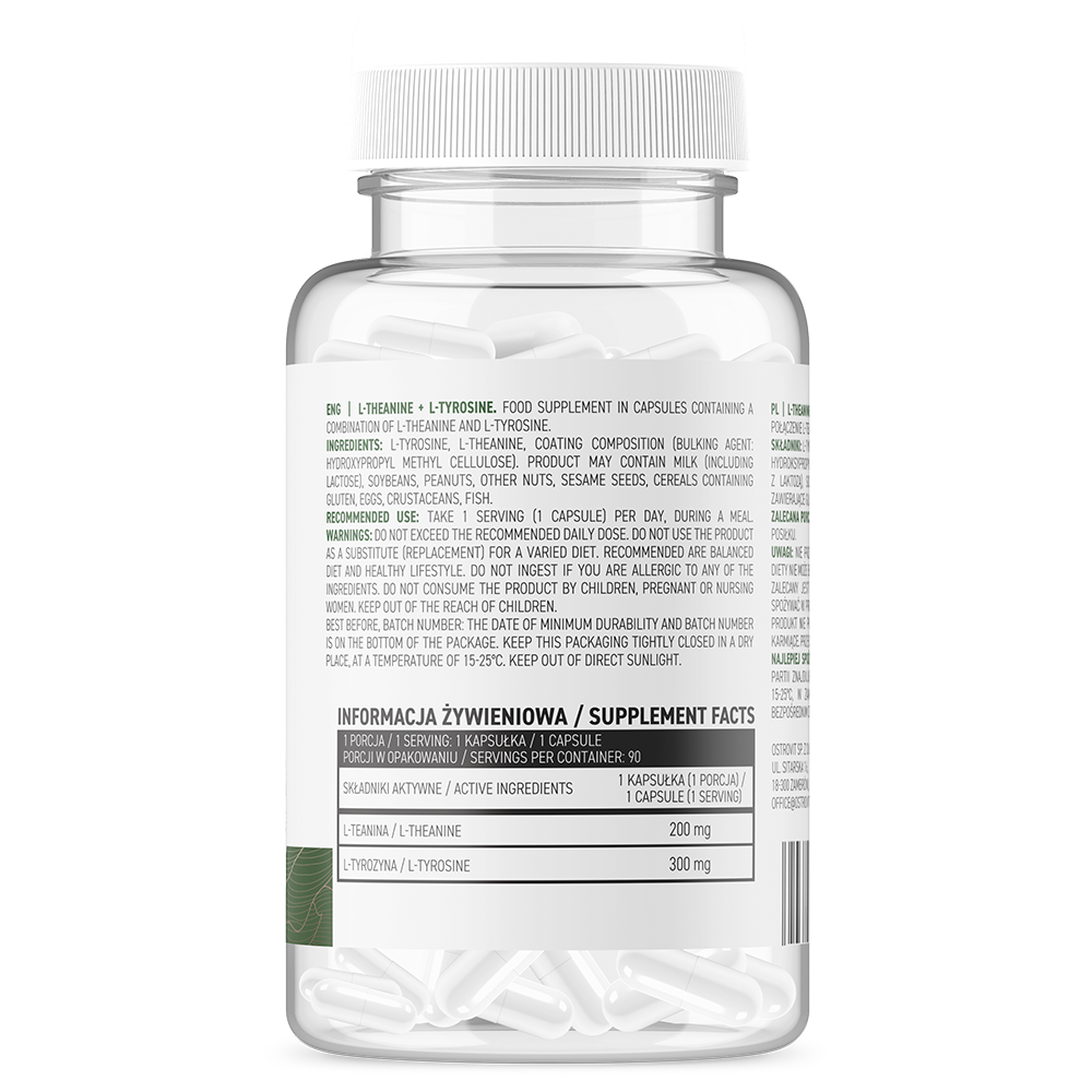 OstroVit Theanine + Tyrosine VEGE 90 caps composition