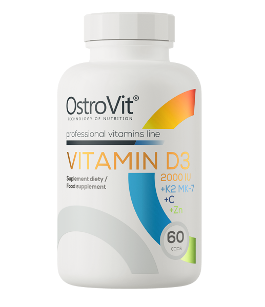 OstroVit Vitamiin D3 2000 IU + K2 MK-7 + VC + Tsink 60 kapsli hind