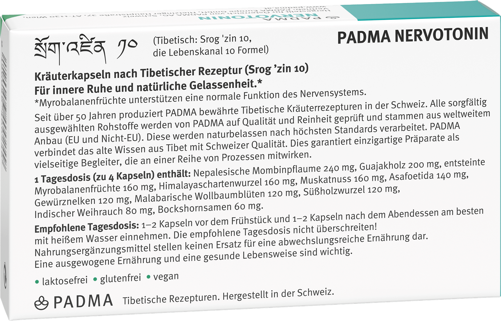 PADMA NERVOTONIN® koostis (40 kapslit).