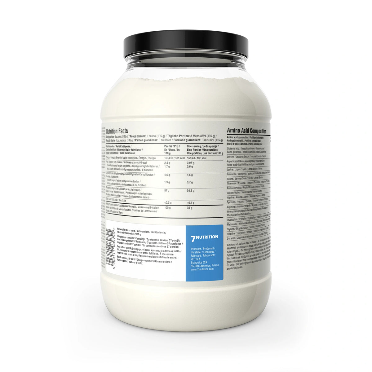 7Nutrition Natural Whey Isolate 90 2000 g (natūralaus skonio)