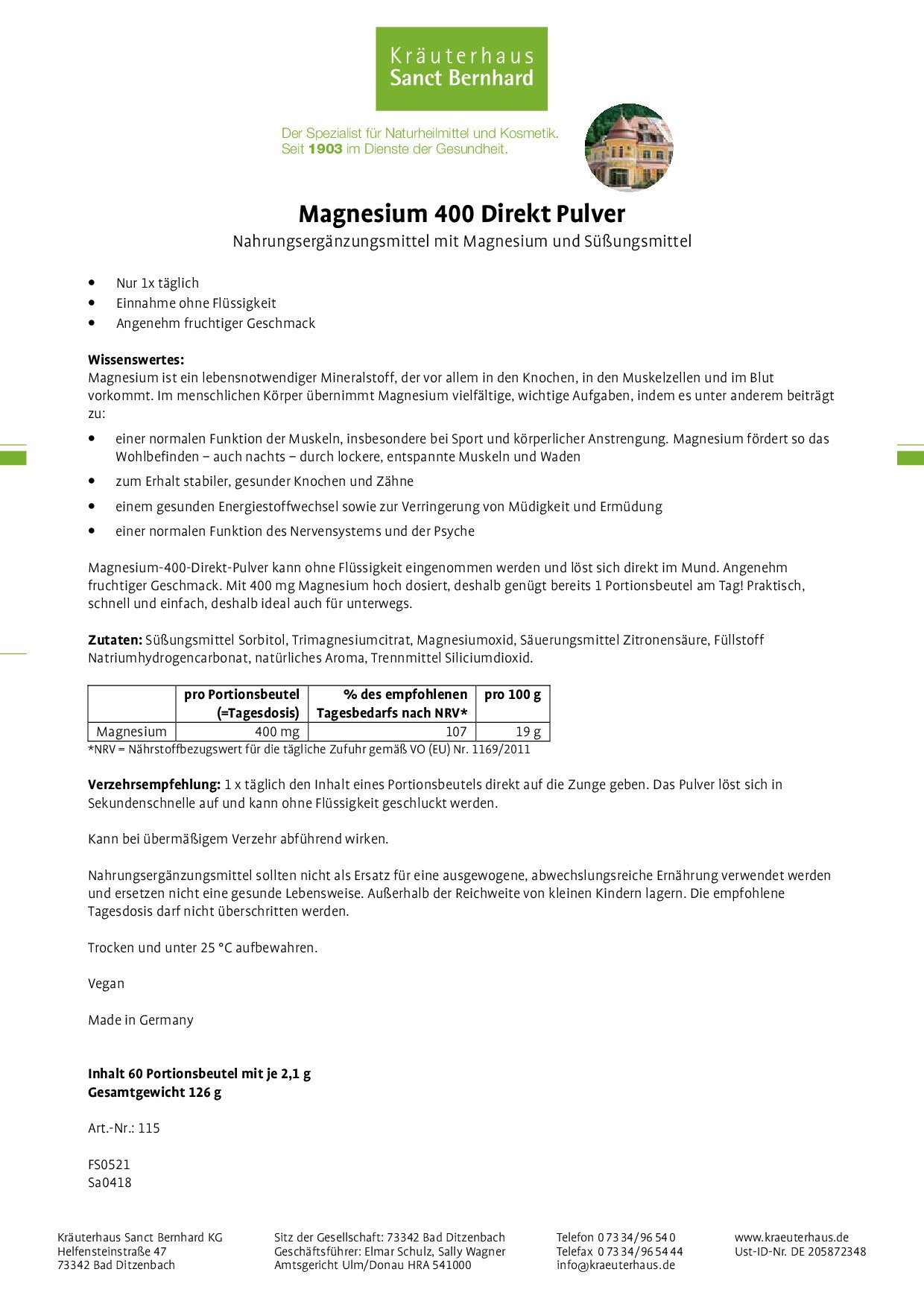 certificate krauterhouse magnesium