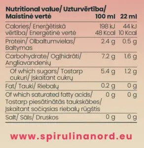 Spirulina Nord - Fresh spirulina with juice (no added sugar) 330ml package