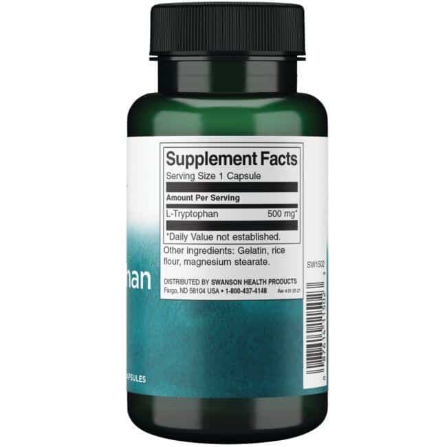 Ingredients of Swanson L-Tryptophan 500mg 60 capsules