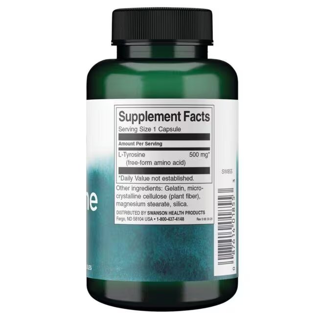 Swanson-L-Türosiin-500mg-100kapsli-koostis