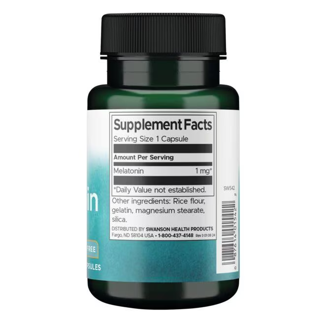 Swanson Melatonin 1 mg 120 kapsli koostis