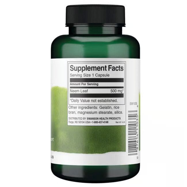 SWANSON Neem Leaf 500mg 100 kapsli koostis