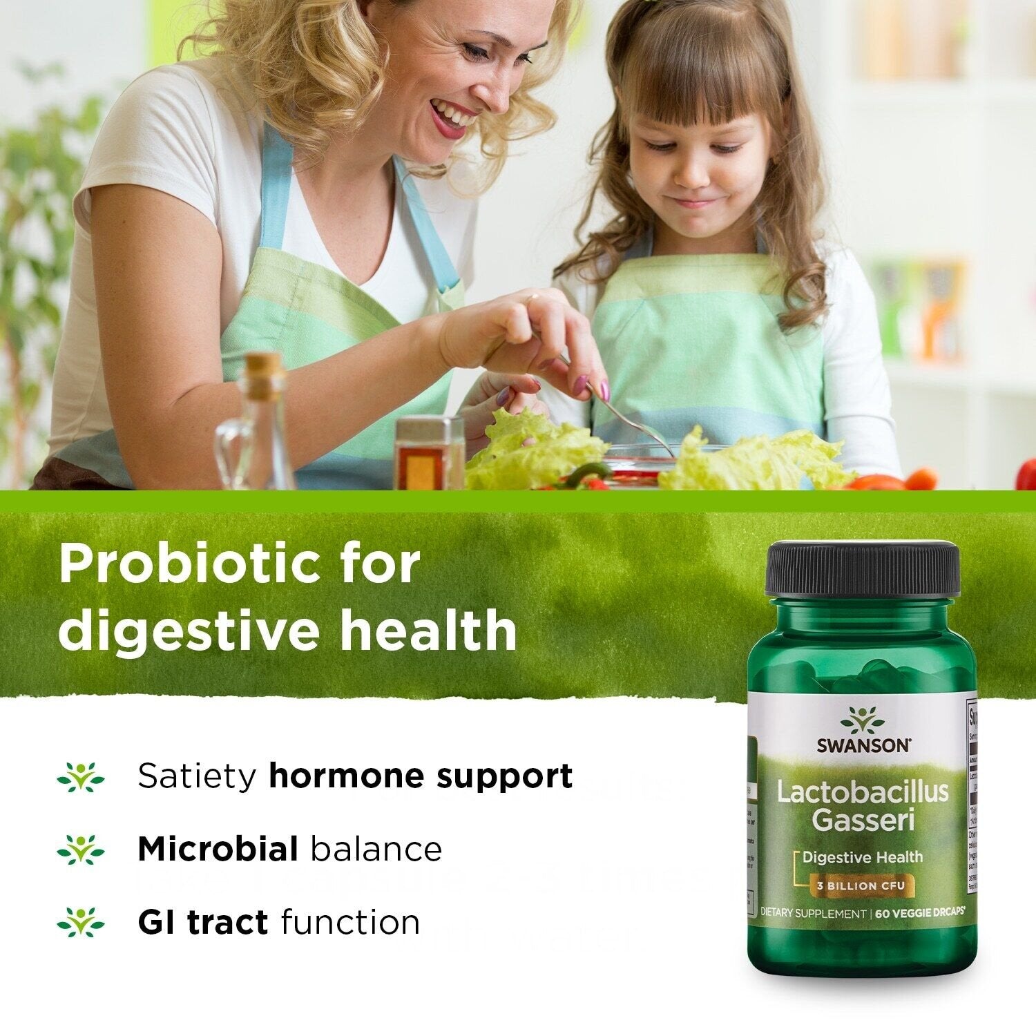 Swanson Probiotics Lactobacillus Gasseri 3 miljardit CFU 60 kapslit seedimiseks