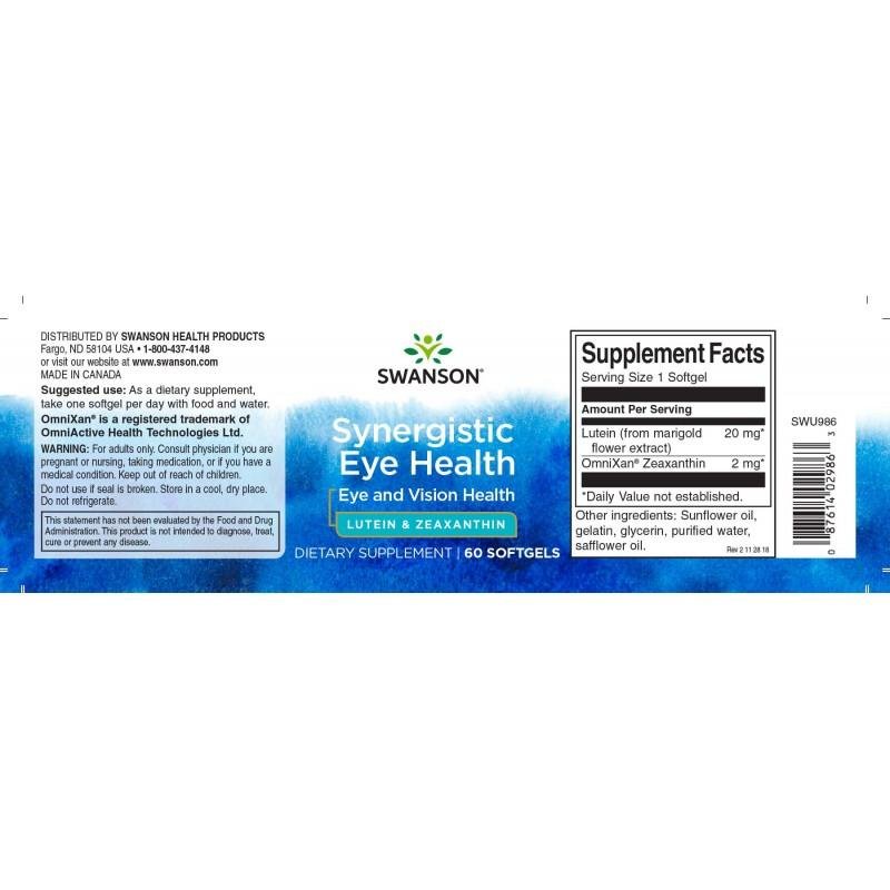 Swanson Synergistic Eye Health 60 korgi silt