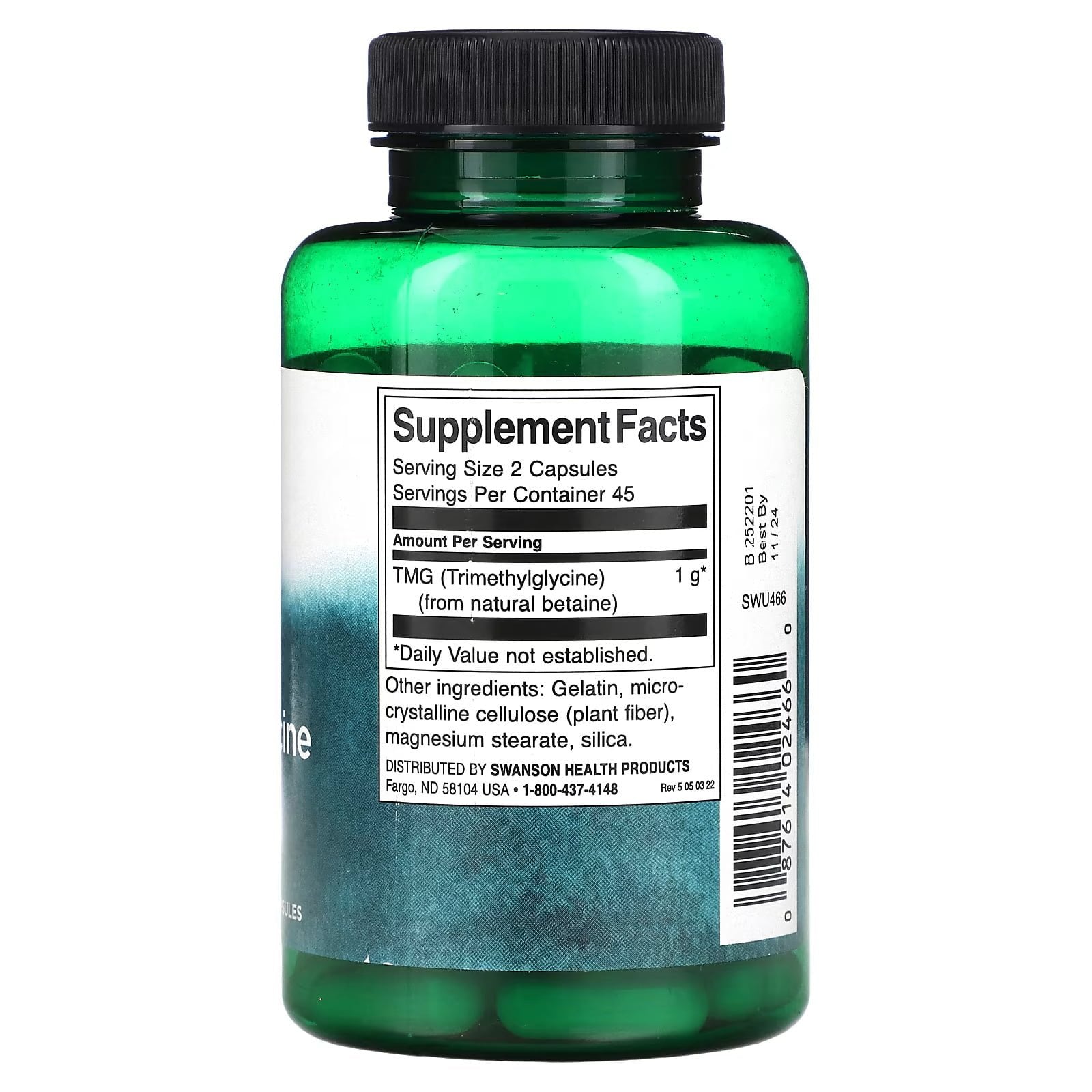 Swanson TMG trimetüülglütsiin 500 mg 90 kapslit reklaam
