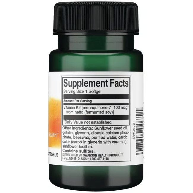Swanson Vitamin K2 100 mcg 30 caps hind koostis (1)