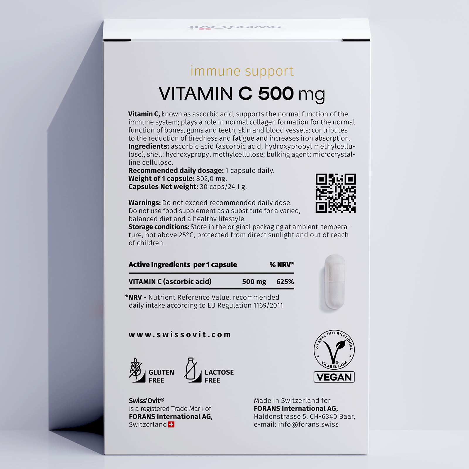 Swiss'Ovit® C-vitamiin 500mg 30 kapslit