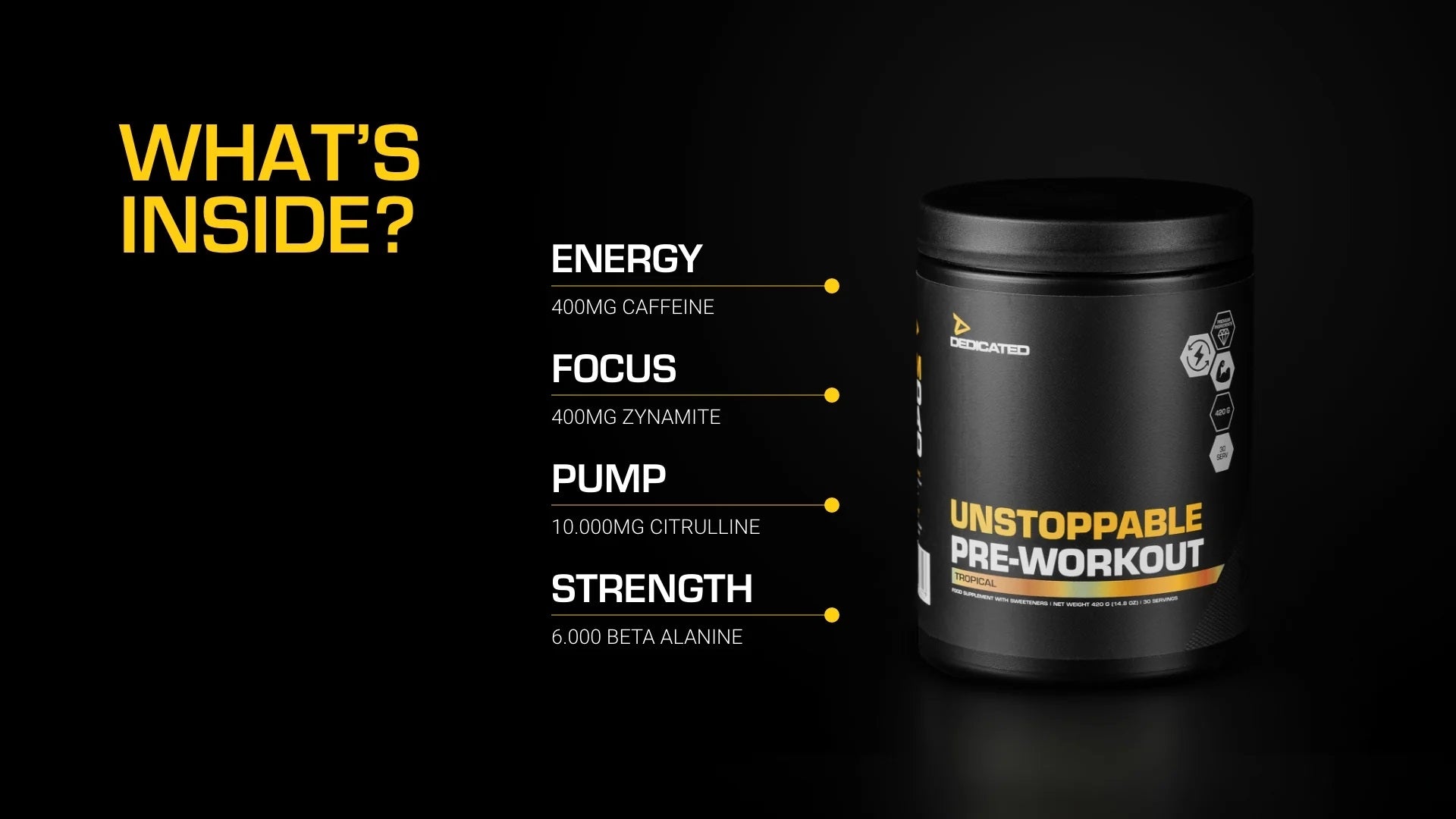 Dedicated UNSTOPPABLE™ Pre-Workout – 420 g