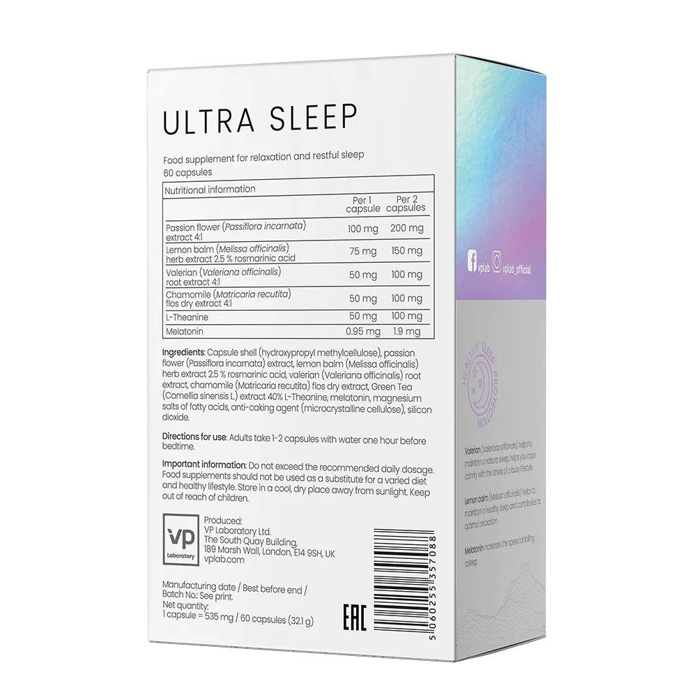 Composition of VP Laboratory Ultra Sleep 60 caps