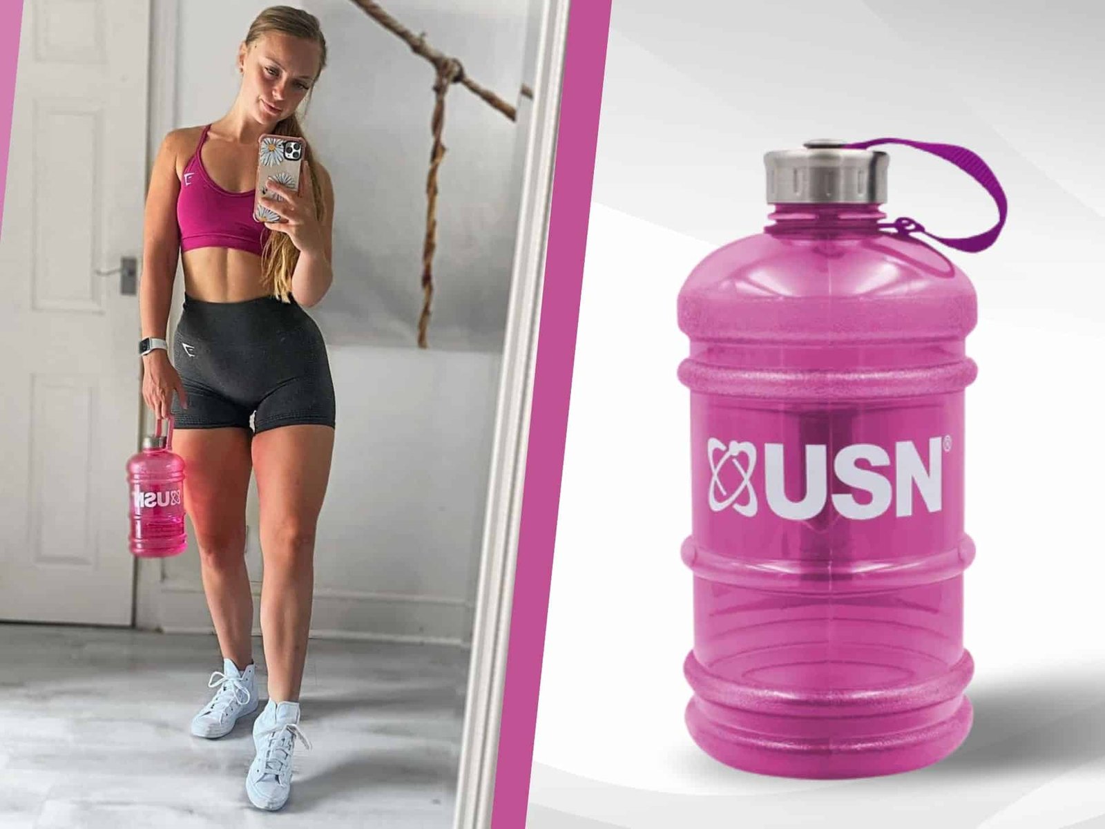 Water Jug USN - 1L - Pink banner girl