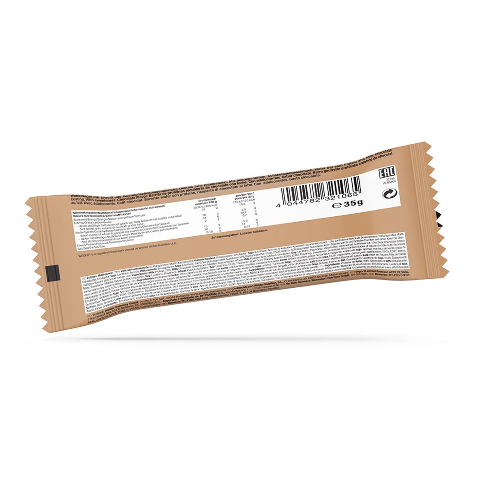 WEIDER 32% Whey Wafer Bar 35G hazelnut composition