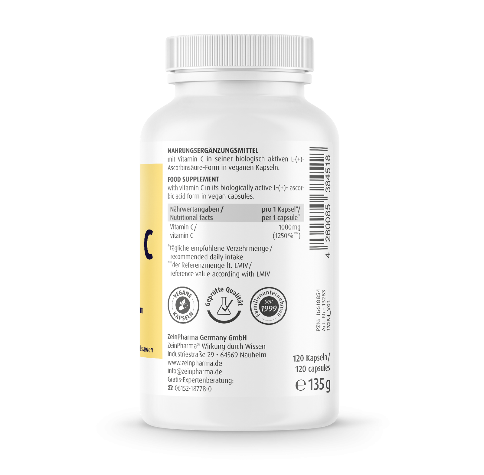 Composition of Zein Pharma Vitamin C 1000 mg 120 caps