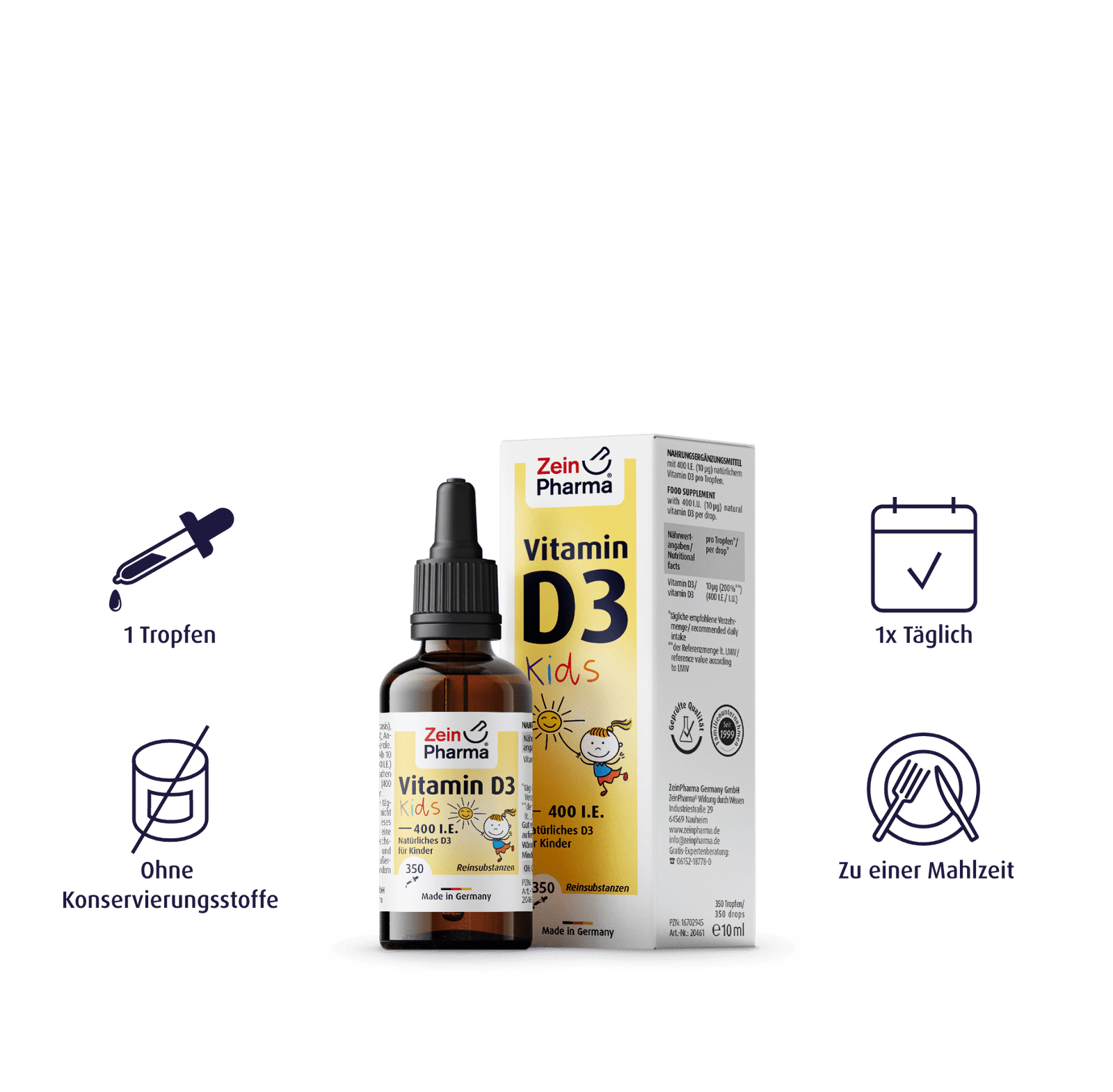 Zein Pharma D3-vitamiini tilgad lastele, 400IU - 10 ml. kirjeldus