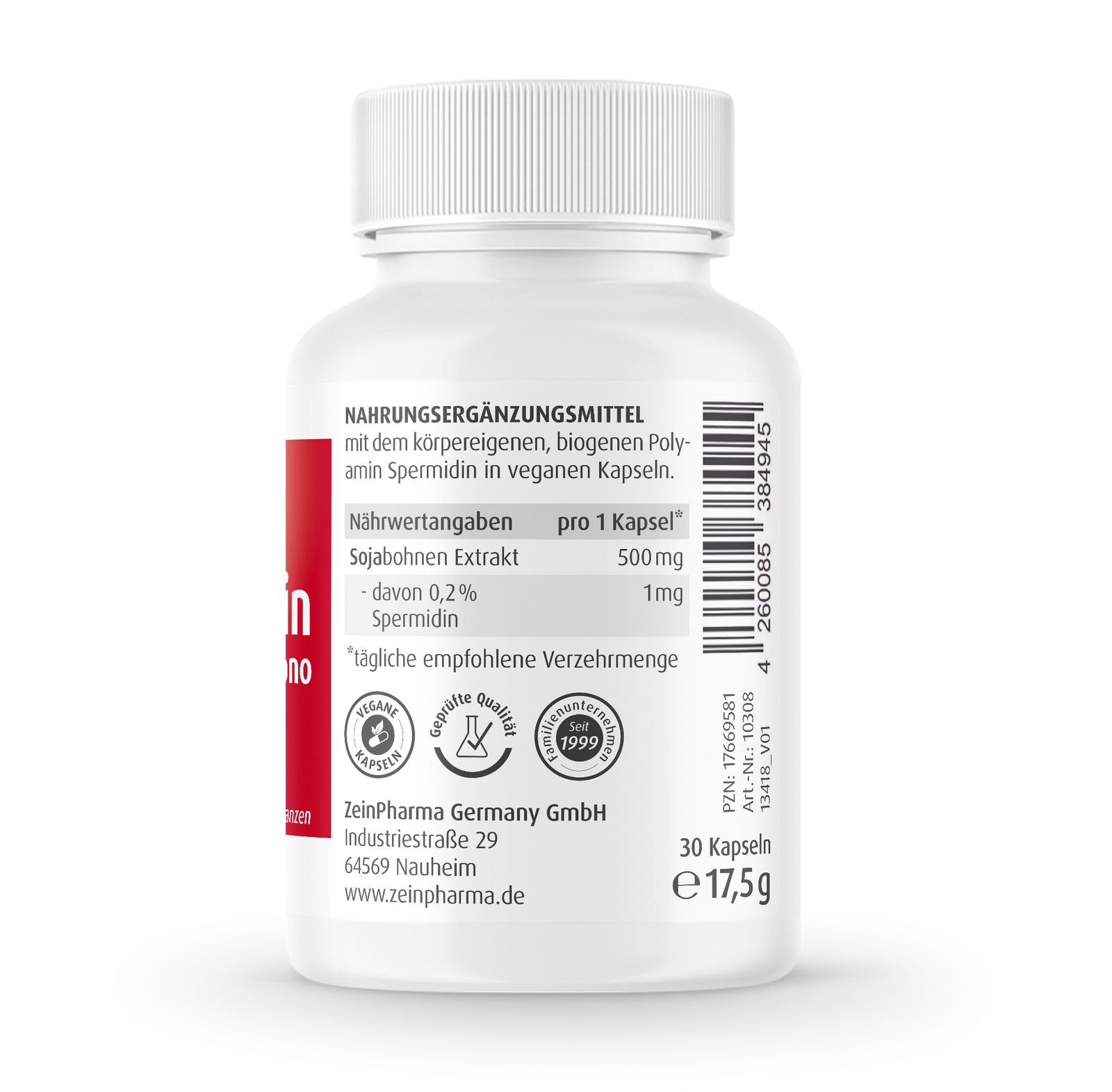 Zein PharmaSpermidiini monokapslite koostis 1 mg 30 kapslit